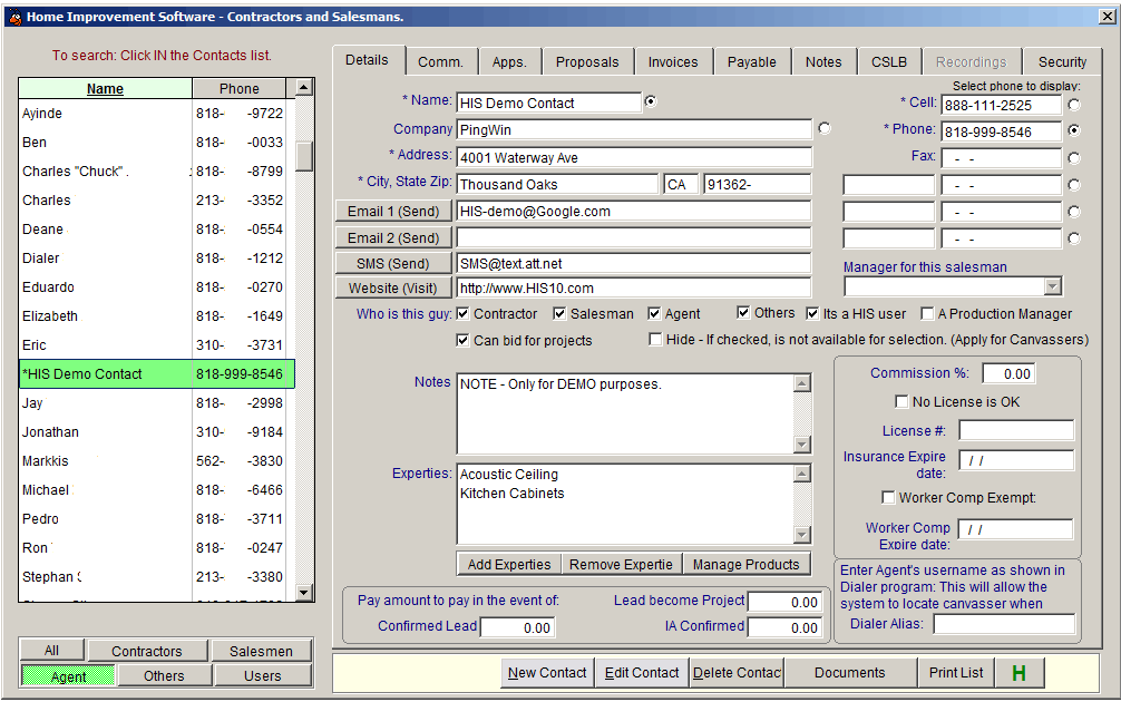 Home Improvement Software Contact Management