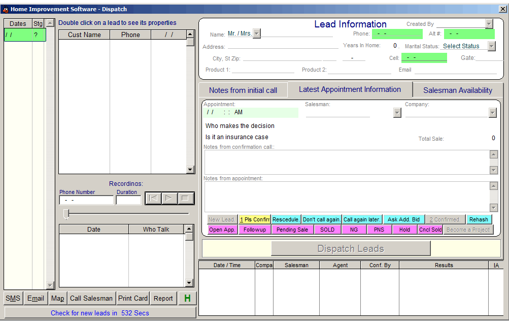 Home Improvement Software Dispatch Leads