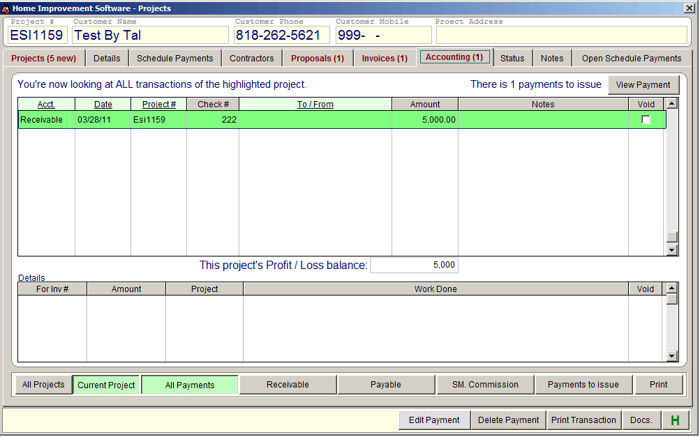 Home Improvement Software Project Accounting